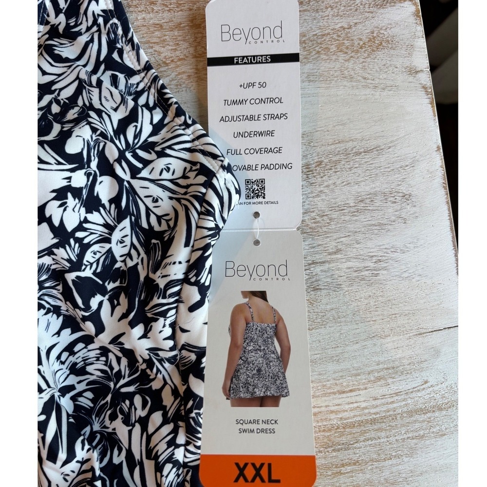 NWT Beyond Control Swim Dress Women XXL Navy New Floral Tummy Control - Picture 5 of 9